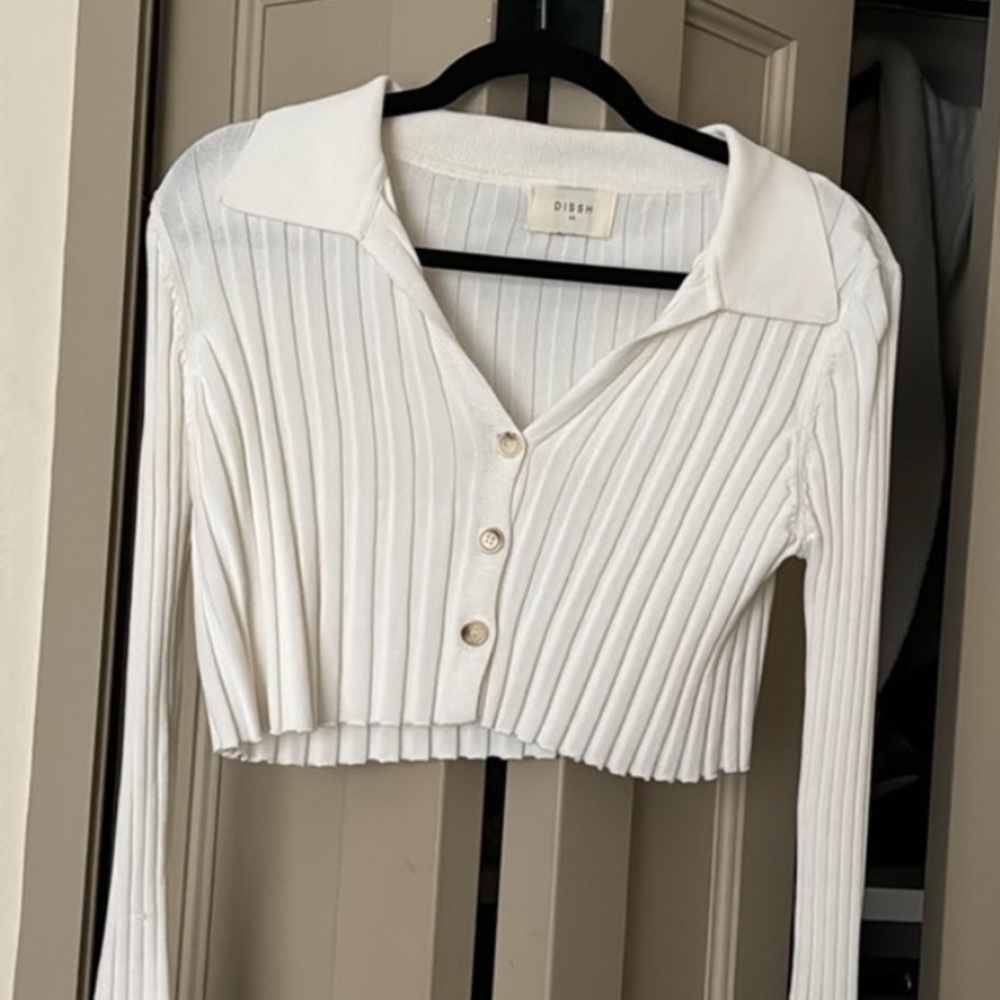 Dissh cropped ribbed knit cardigan